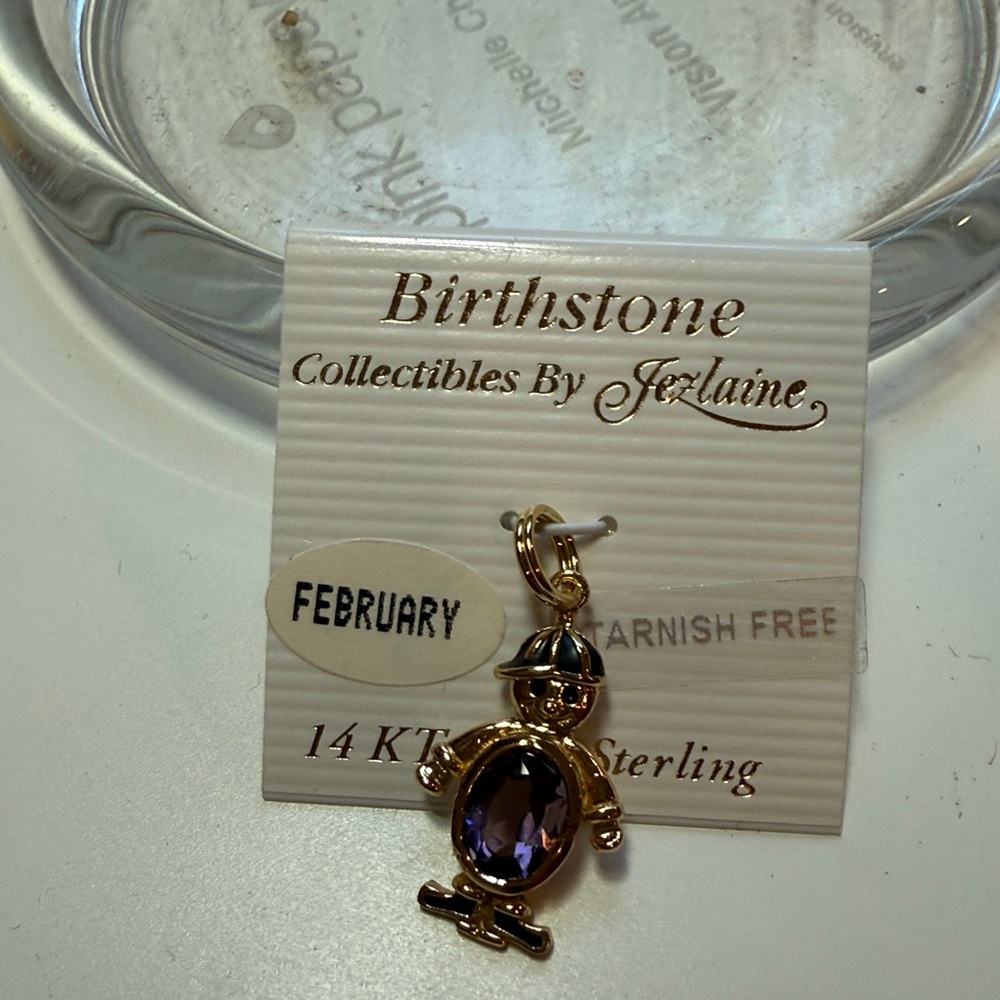 🛑SOLD🛑14k Gold over sterling Purple Birthstone Pendant/charm.Vintage NWT.